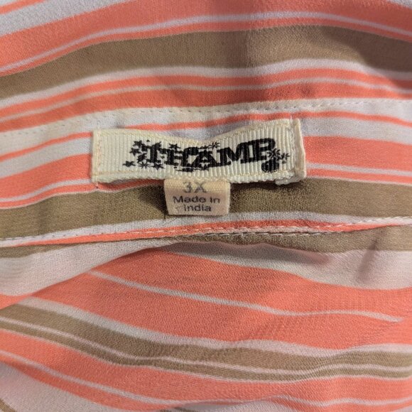 Tramp peach and light brown button down - 3X - Picture 4 of 8